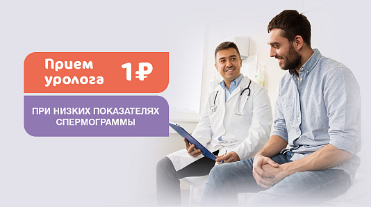 Прием уролога за 1 рубль при низких показателях спермограммы